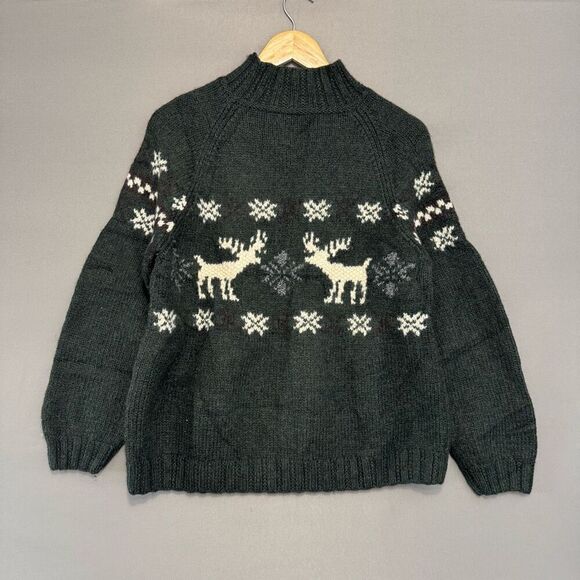 L.L.Bean Women’s Wool Silk Blend Vintage 90s Sweater Animal Graphic Size Large - Picture 1 of 8